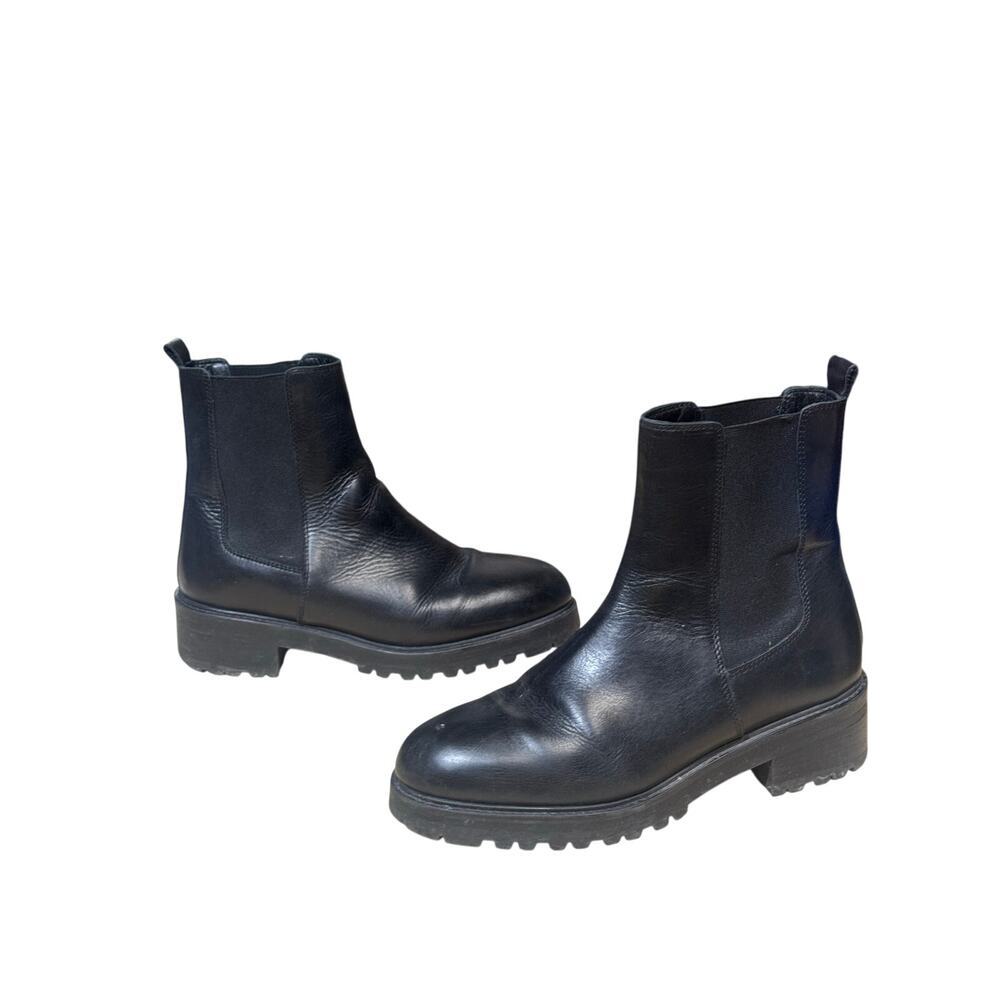 MASSIMO DUTTI CHELSEA BOOTS BLACK lambskin LEATHER FUR INSOLE 39 euro